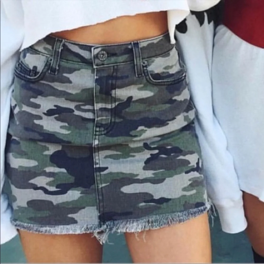 LF Camo Mini Skirt in Green and Gray